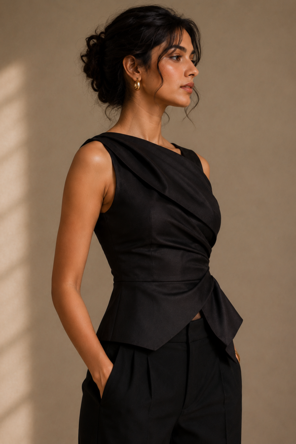 Noir Eclipse Drape Top
